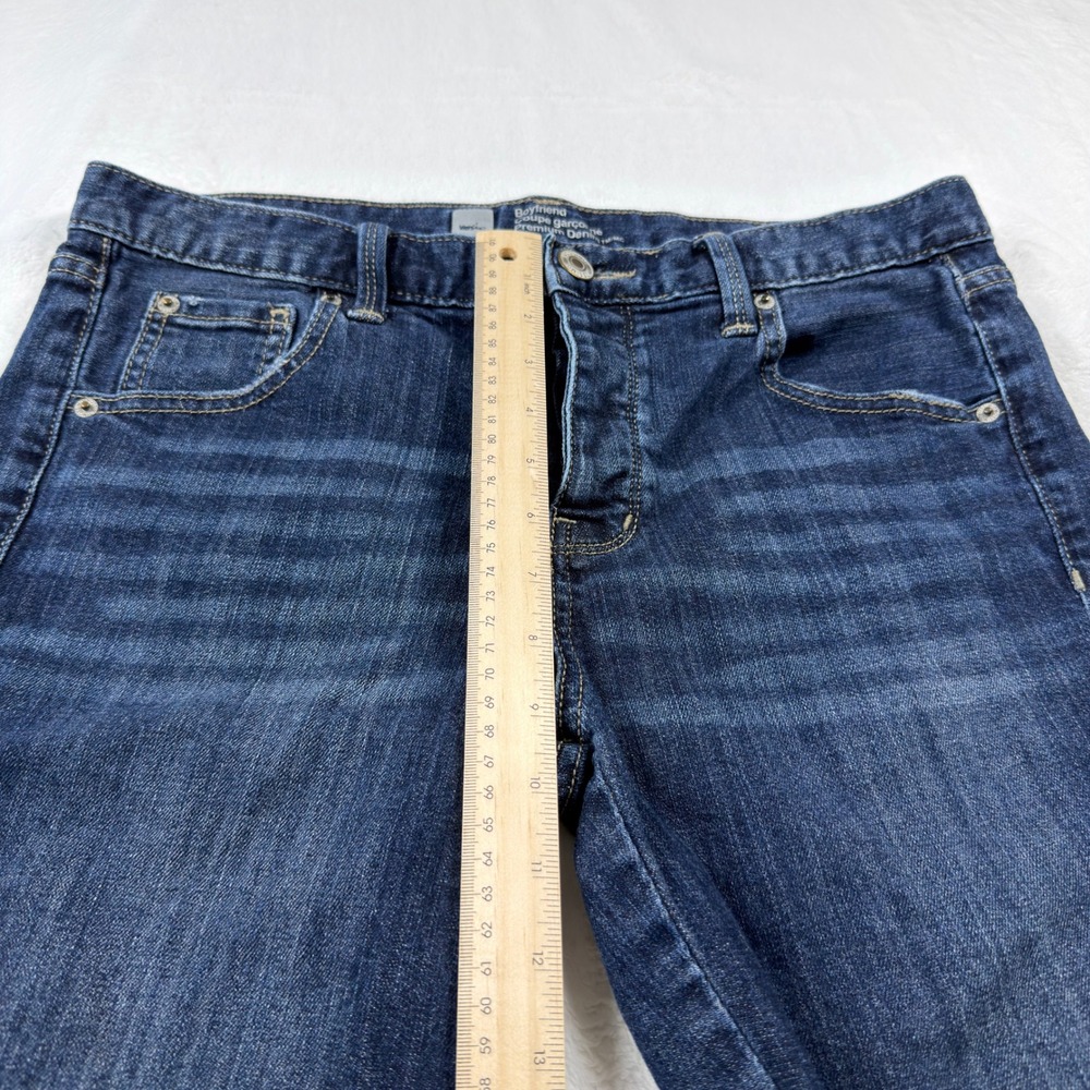 Mossimo Boyfriend Denim Shorts Womens 8 Dark Wash Blue Excellent Raw Hem Stretch - Picture 10 of 11